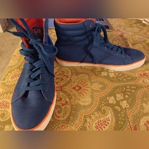 Polo Ralph Lauren 11.5 Blue Orange High tops Hightops Sneakers Shoes Bawtry